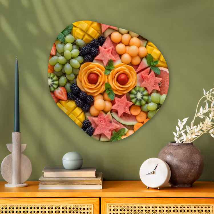 Fruit - Variatie - Kleurrijk - Vers - Eten Wandcirkel Organisch Aluminium middel -sfeer2