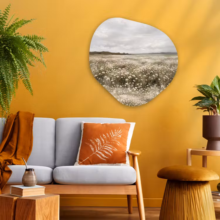 Illustratie - Landschap - Wit Wandcirkel Organisch Aluminium middel -sfeer4
