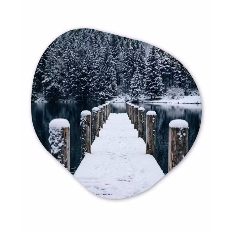 Steiger - Meer - Sneeuw - Bergen - Rustgevend Wandcirkel Organisch Aluminium middel -3d