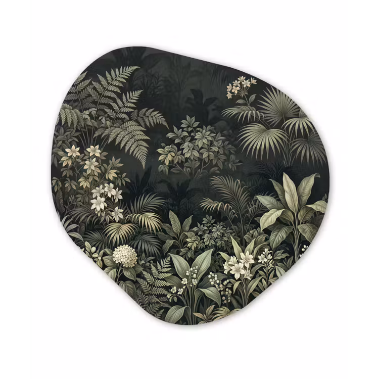 Jungle - Bladeren - Botanisch - Groen Wandcirkel Organisch Aluminium middel -3d