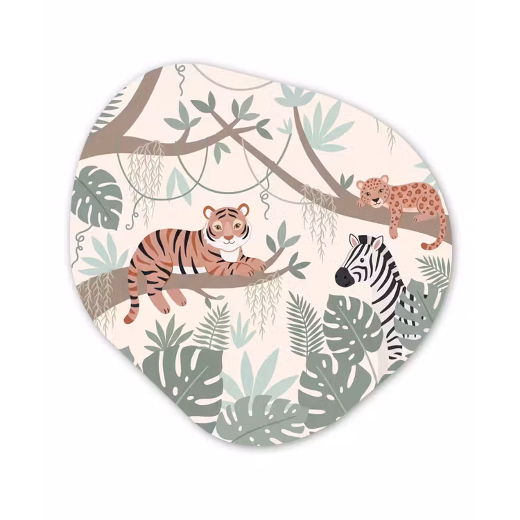 Jungle - Rustiek - Pastel Wandcirkel Organisch Aluminium middel -3d