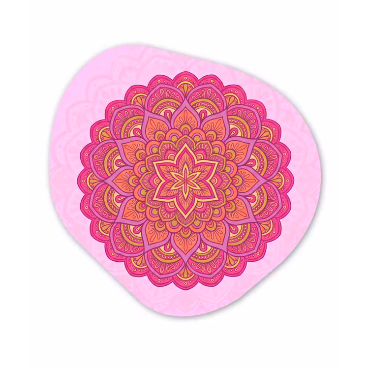 Mandala - Cirkel - Spiritueel - Oosters - Roze Wandcirkel Organisch Aluminium middel -3d