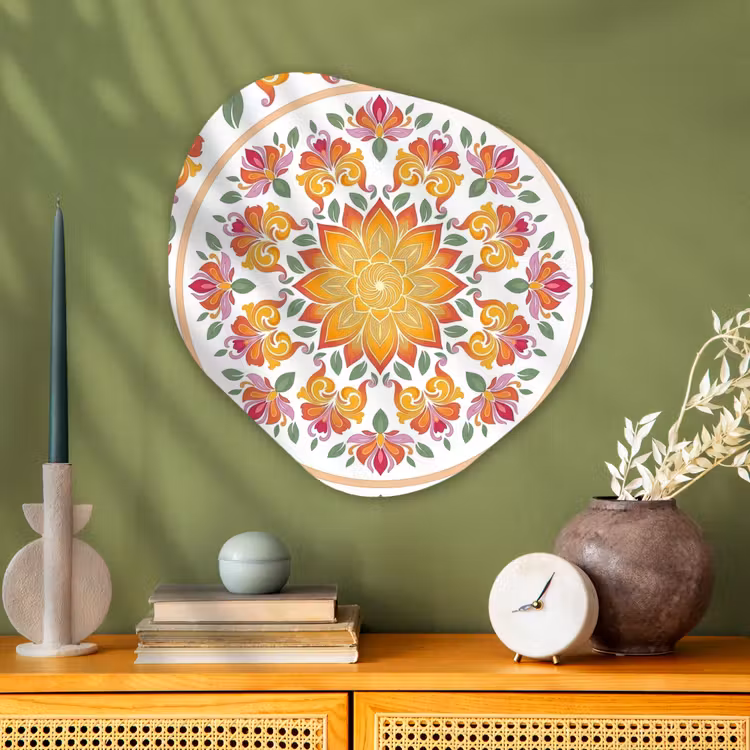 Mandala - Bloemen - Decoratie - Kleurrijk - Abstract Wandcirkel Organisch Aluminium middel -sfeer2