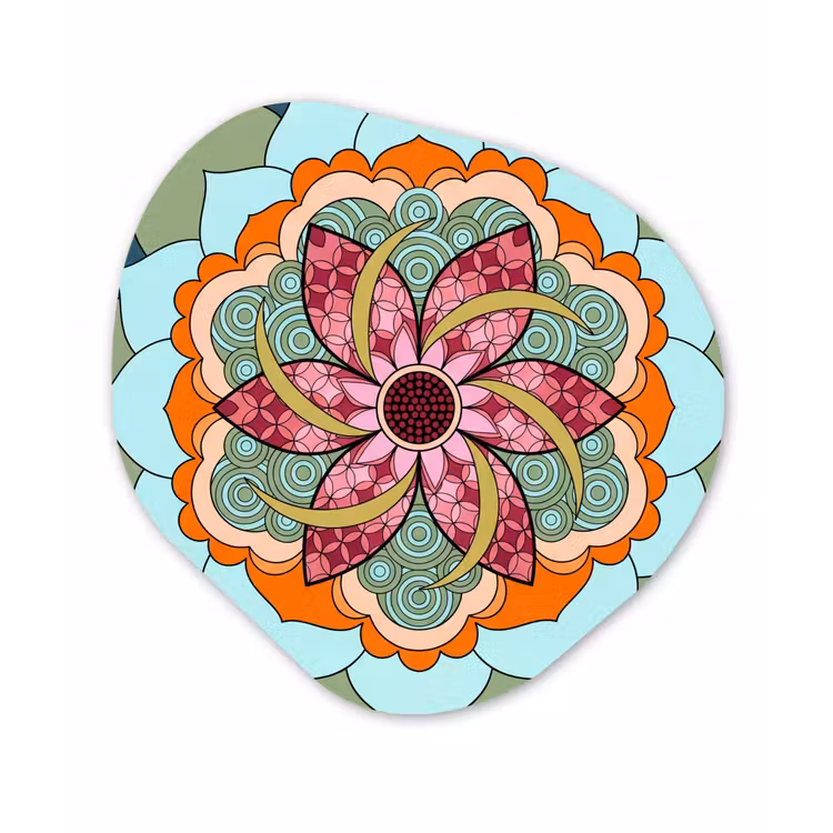 Mandala - Geometrisch - Kunst - Decoratief - Kleurrijk Wandcirkel Organisch Aluminium middel -3d