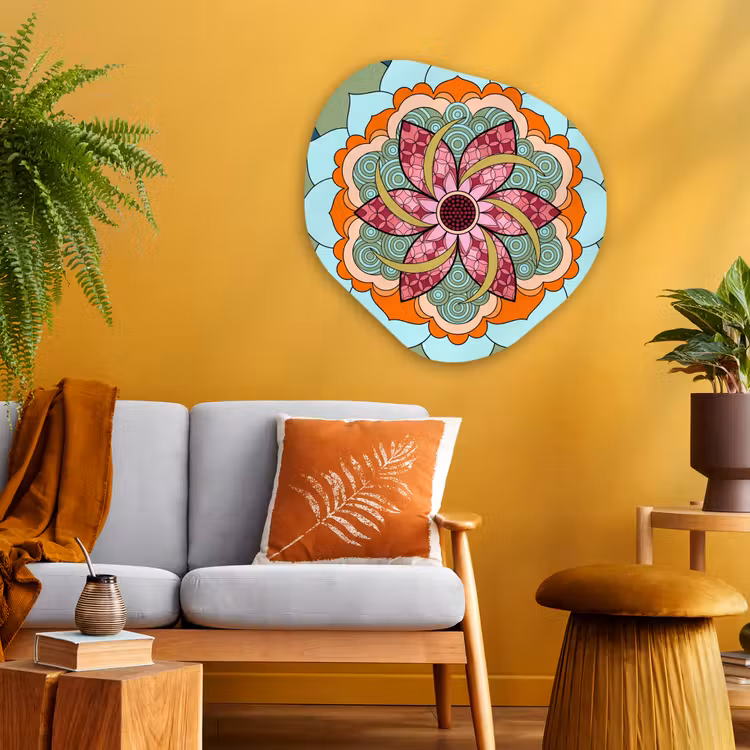 Mandala - Geometrisch - Kunst - Decoratief - Kleurrijk Wandcirkel Organisch Aluminium middel -sfeer4