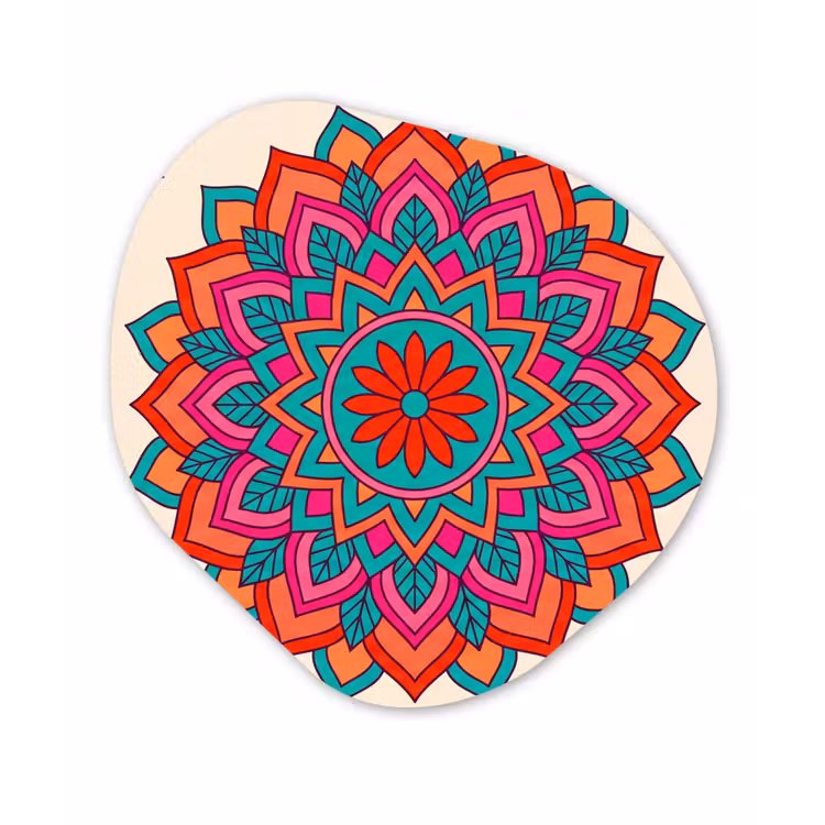 Mandala - Patroon - Abstract - Kleurrijk - Modern Wandcirkel Organisch Aluminium middel -3d