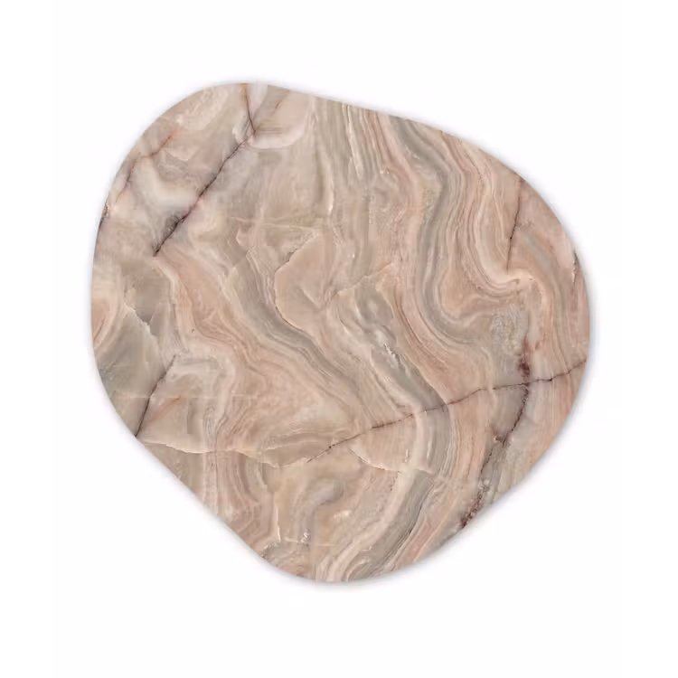 Marmer - Patroon - Abstract - Beige - Groen Wandcirkel Organisch Aluminium middel -3d