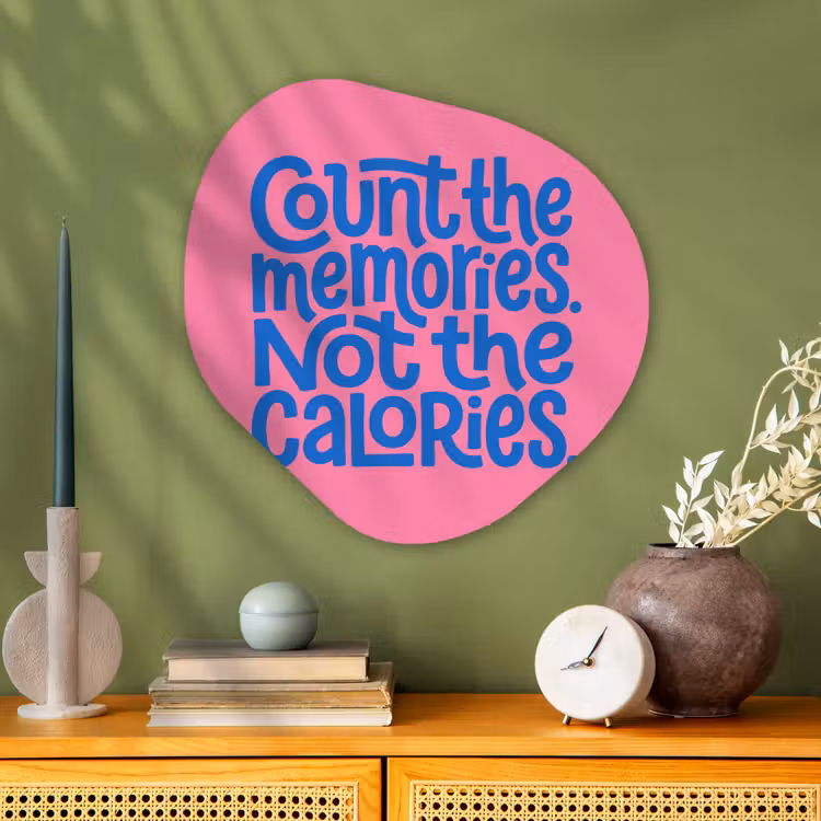 Memories - Roze - Blauw - Quote Wandcirkel Organisch Aluminium middel -sfeer2