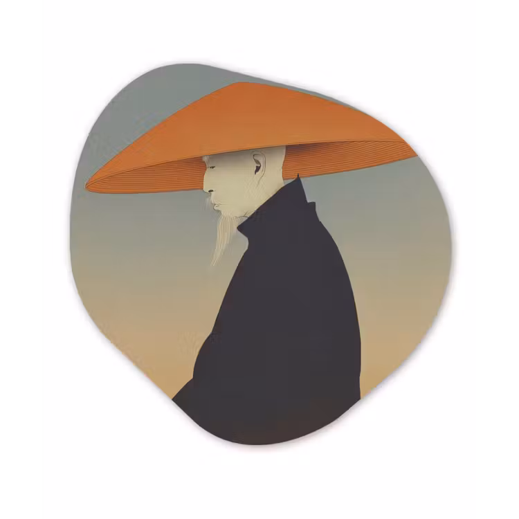 Minimalistisch - Silhouet - Oranje Wandcirkel Organisch Aluminium middel -3d
