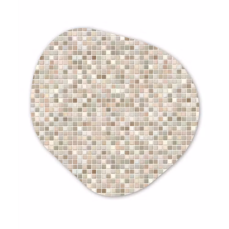 Mozaïek - Patroon- Taupe Wandcirkel Organisch Aluminium middel 851 -3d