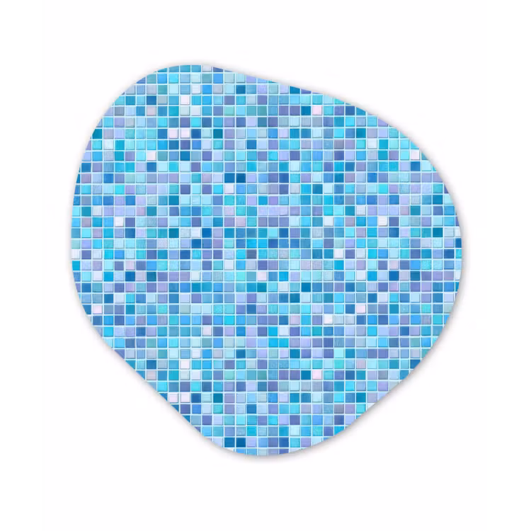 Mozaïek - Patroon - Turquoise Wandcirkel Organisch Aluminium middel 851 -3d