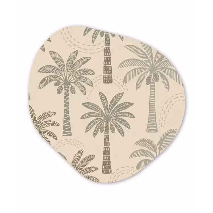 Palmbomen - Patroon - Tropisch - Beige Wandcirkel Organisch Aluminium middel -3d