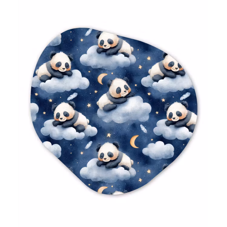 Panda's - Slapen - Blauw Wandcirkel Organisch Aluminium middel 851 -3d