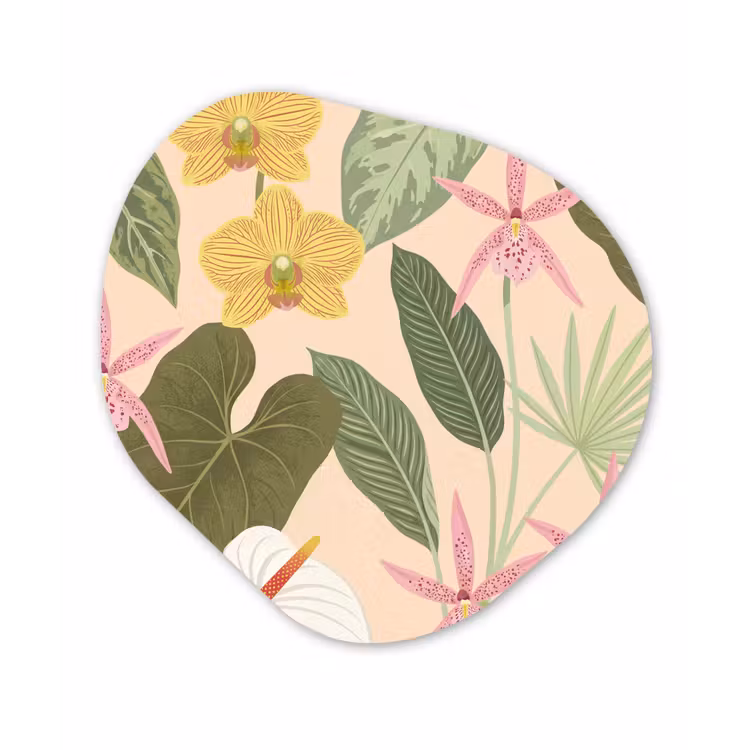 Patroon - Bloemen - Kleurrijk Wandcirkel Organisch Aluminium middel -3d