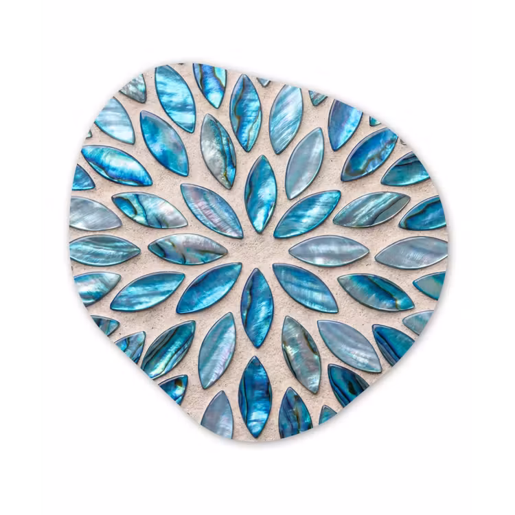Patroon - Glans - Abstract - Blauw - Decoratie Wandcirkel Organisch Aluminium middel -3d