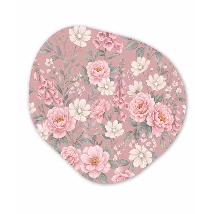 Pioenrozen - Vingerhoedskruid - Pink Wandcirkel Organisch Aluminium middel -3d