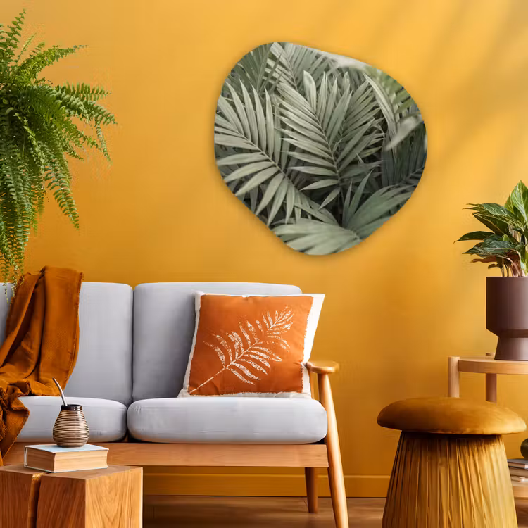 Plant - Palmbladeren - Natuur - Groen Wandcirkel Organisch Aluminium middel -sfeer4
