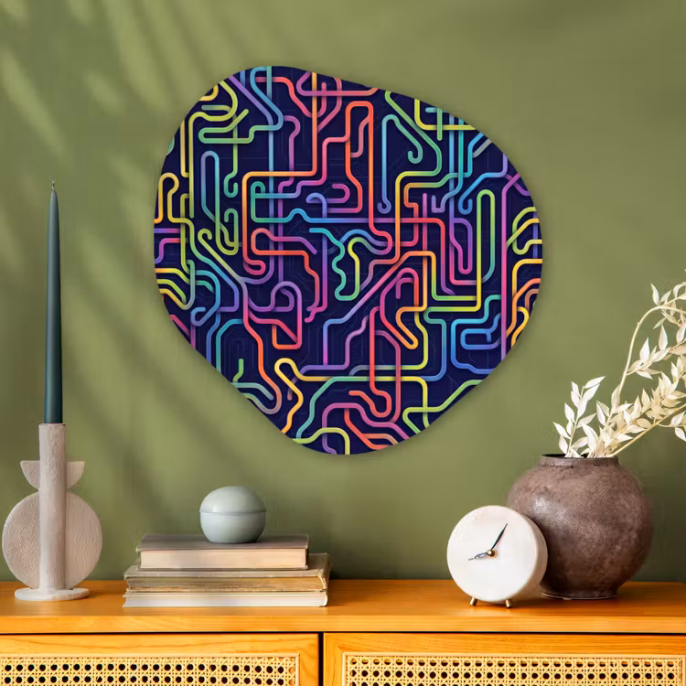 Retro - Abstract - Neon Wandcirkel Organisch Aluminium middel -sfeer2