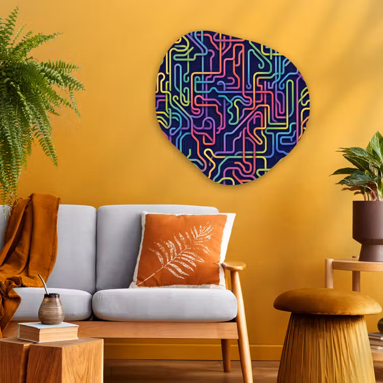 Retro - Abstract - Neon Wandcirkel Organisch Aluminium middel -sfeer4