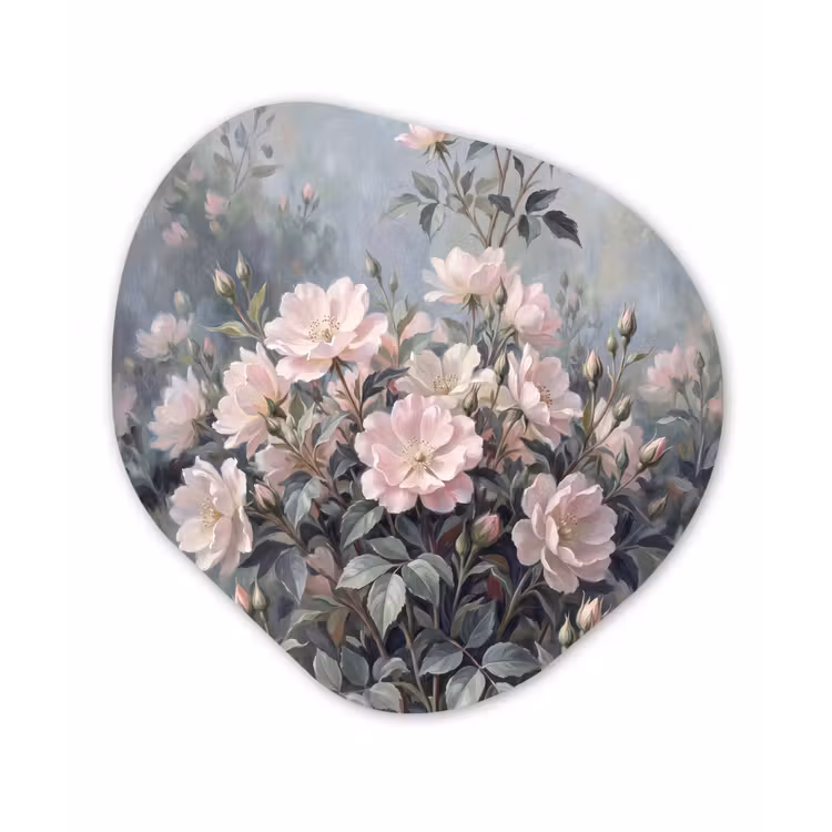 Rozen - Illustratie - Roze Wandcirkel Organisch Aluminium middel -3d