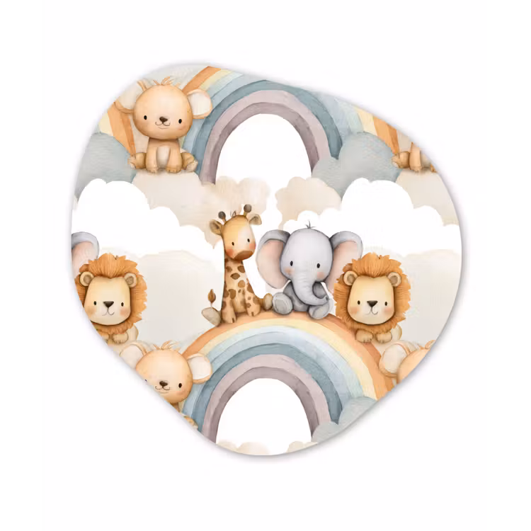 Safari - Regenboog - Kleurrijk Wandcirkel Organisch Aluminium middel 851 -3d