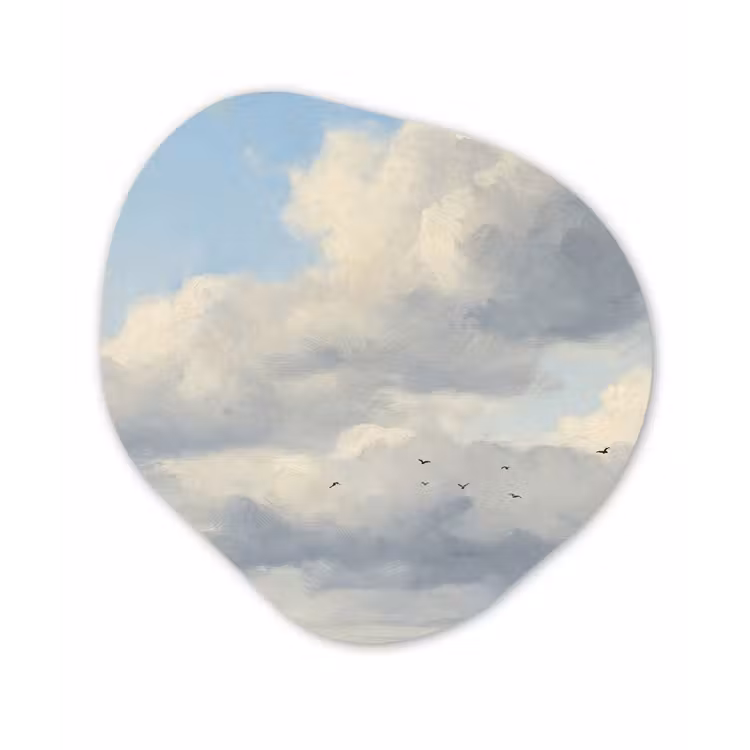 Lucht - Wolken - Natuur - Klassiek - Blauw Wandcirkel Organisch Aluminium middel -3d