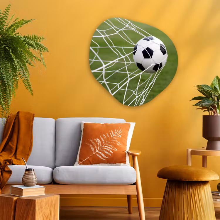 Voetbal - Goal - Net - Sport Wandcirkel Organisch Aluminium middel -sfeer4