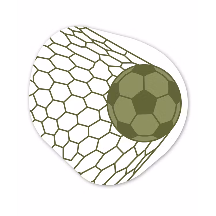 Voetbal - Goal - Sport - Groen Wandcirkel Organisch Aluminium middel -3d