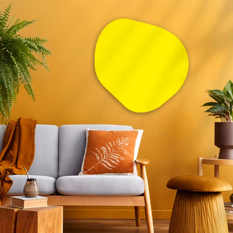 Sunshine - Glow - Geel Wandcirkel Organisch Aluminium middel 851 -sfeer4