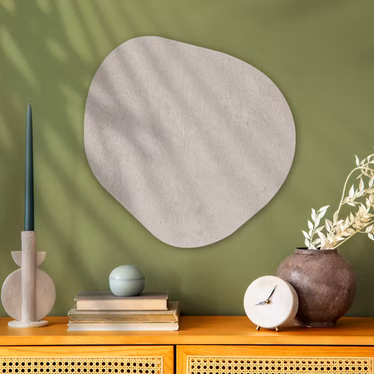 Textuur - Effen - Abstract - Beige Wandcirkel Organisch Aluminium middel -sfeer2