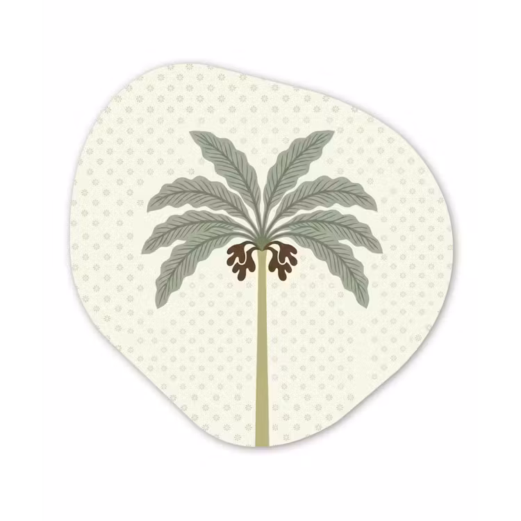 Boom - Bladeren - Groen - Decoratief - Beige Wandcirkel Organisch Aluminium middel -3d