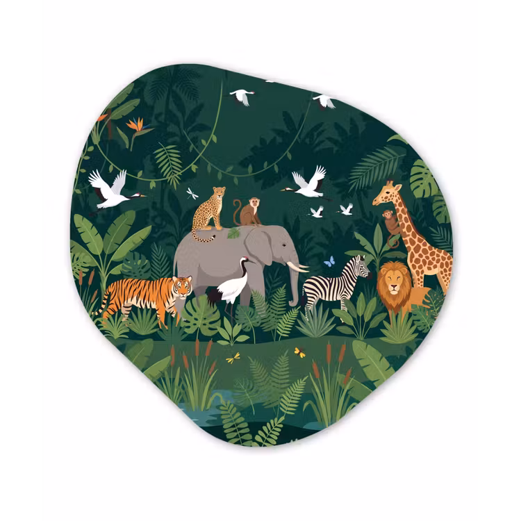 Tropisch - Jungle - Groen Wandcirkel Organisch Aluminium middel -3d