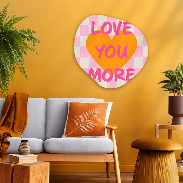 Valentijn - Love - Roze - Oranje Wandcirkel Organisch Aluminium middel -sfeer4