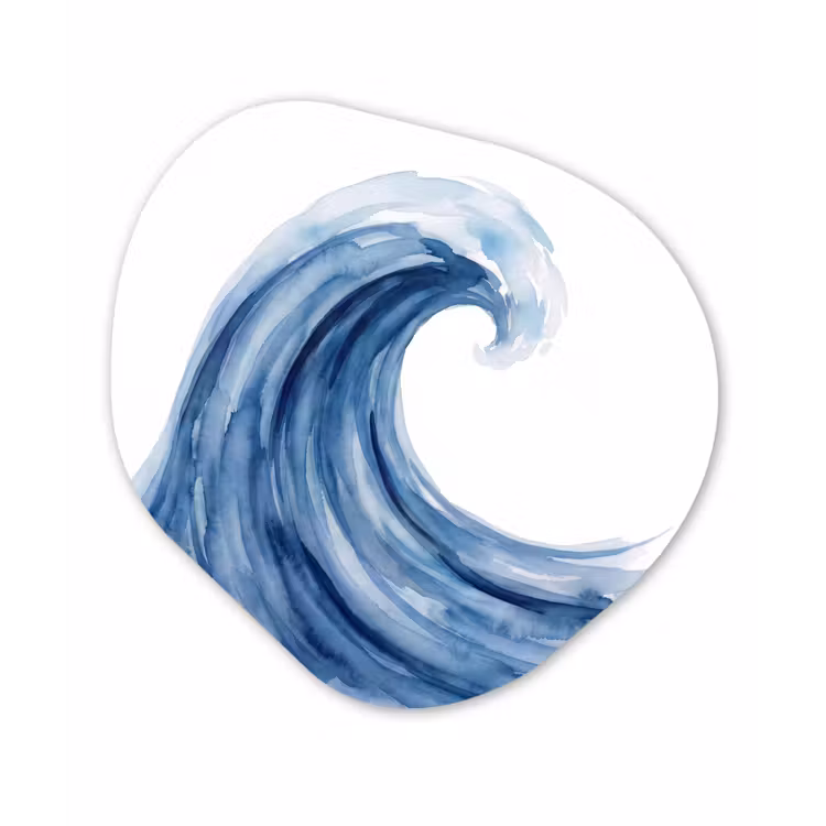 Water - Beweging - Natuur - Modern - Blauw Wandcirkel Organisch Aluminium middel -3d