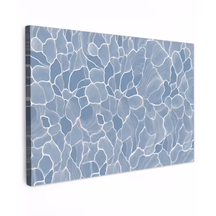 Abstract - Blauw - Bladeren Tuinposter op houten frame 2 cm dik klein -3d