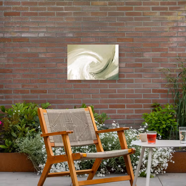 Abstract - Penseelstreken - Golven - Groen Tuinposter op houten frame 2 cm dik klein -sfeer3