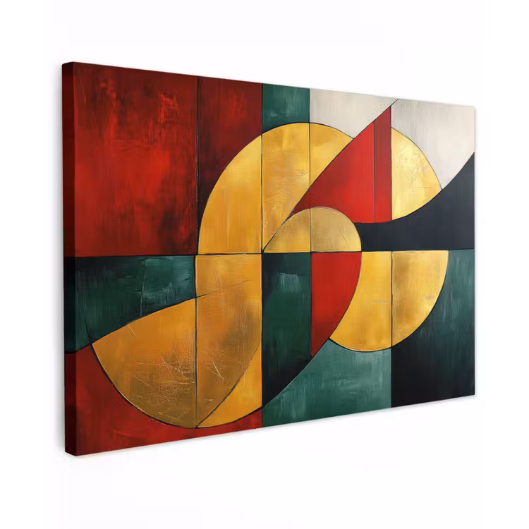 Abstract - Kerst - Goud - Rood - Groen Tuinposter op houten frame 2 cm dik klein -3d