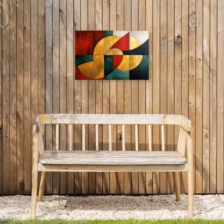 Abstract - Kerst - Goud - Rood - Groen Tuinposter op houten frame 2 cm dik klein -sfeer4