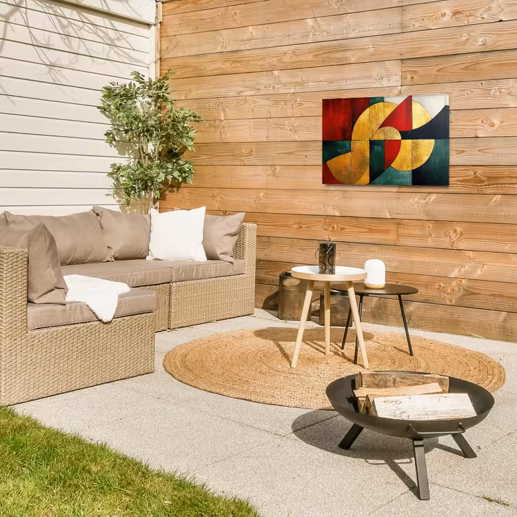 Abstract - Kerst - Goud - Rood - Groen Tuinposter op houten frame 2 cm dik klein -sfeer2