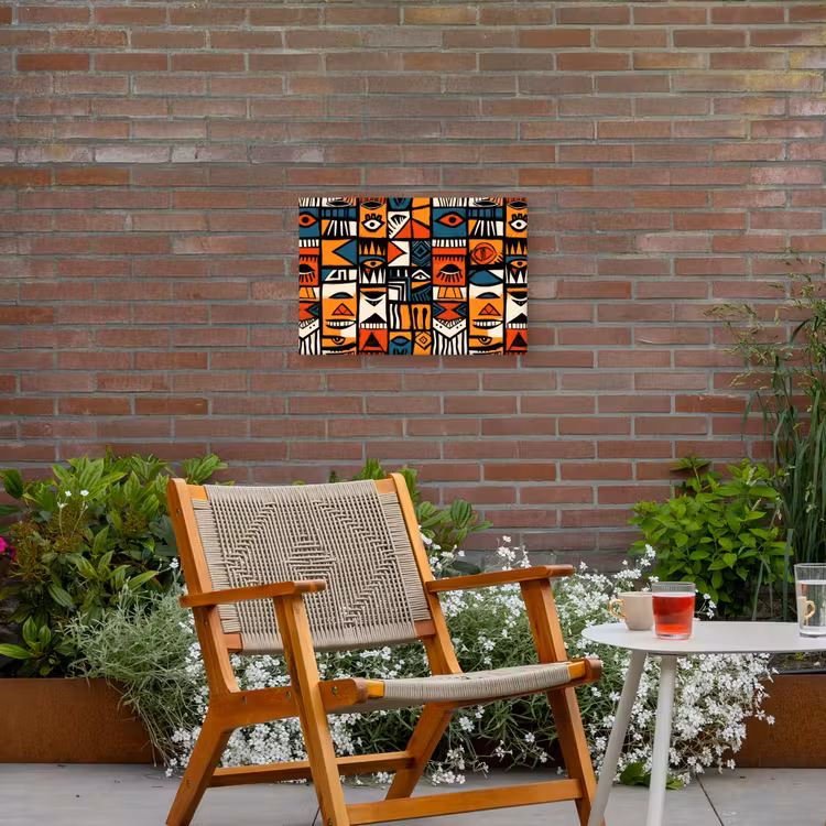 Abstract - Gezichten - Mozaïek Tuinposter op houten frame 2 cm dik klein -sfeer3