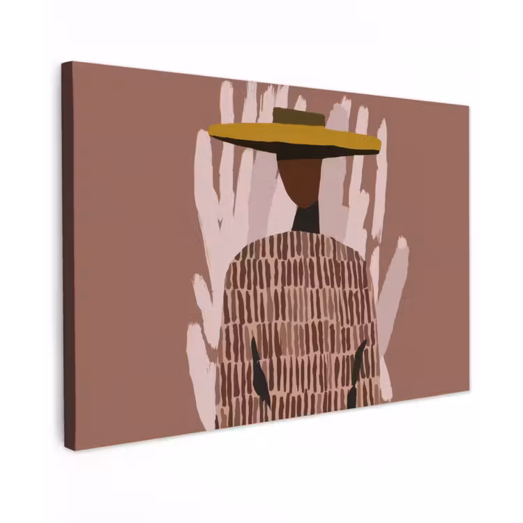 Abstract - Figuur - Illustratie - Hoed Tuinposter op houten frame 2 cm dik klein -3d