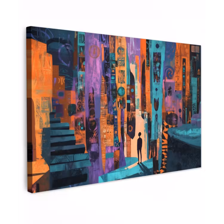 Abstract - Figuren - Kleurrijk Tuinposter op houten frame 2 cm dik klein -3d