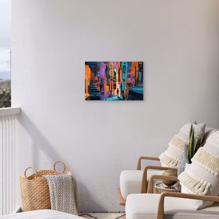Abstract - Figuren - Kleurrijk Tuinposter op houten frame 2 cm dik klein -sfeer1