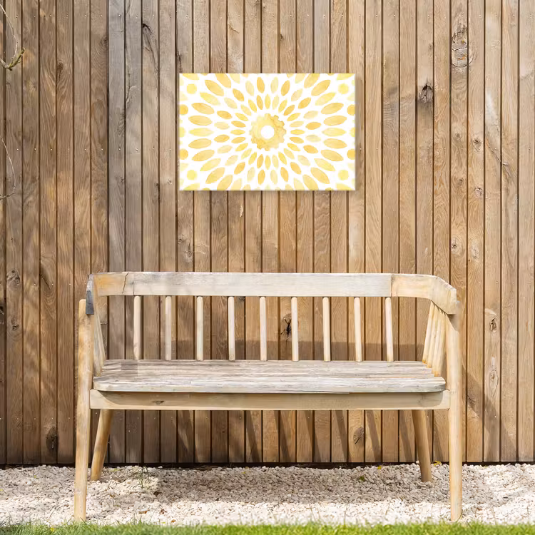 Abstract - Geometrisch - Stralend - Geel Tuinposter op houten frame 2 cm dik klein -sfeer4