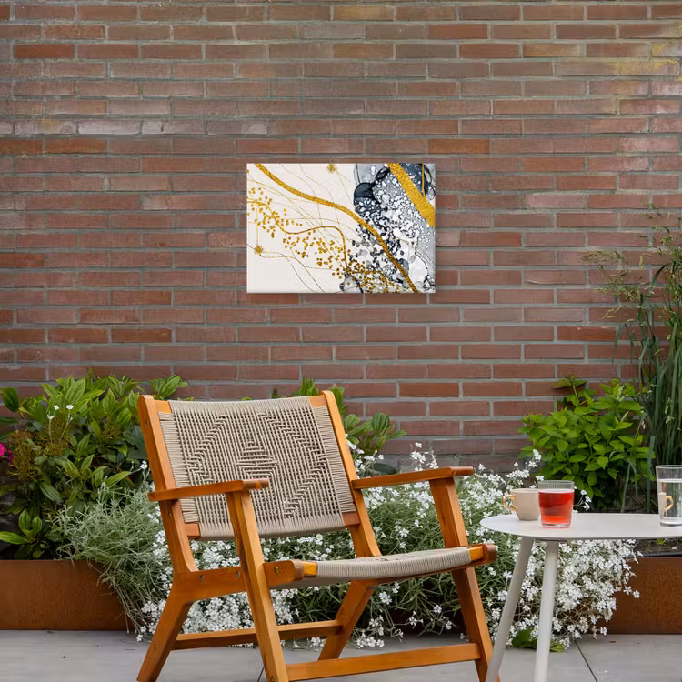 Abstract - Goud - Natuur - Kunst Tuinposter op houten frame 2 cm dik klein -sfeer3