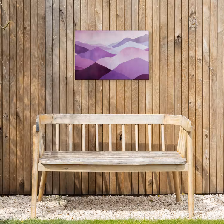 Abstract - Heuvels - Landschap - Paars Tuinposter op houten frame 2 cm dik klein -sfeer4