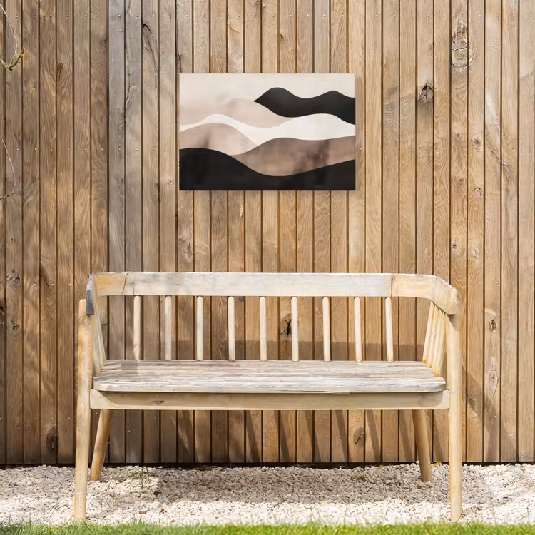 Abstract - Landschap - Golven - Crèmekleur Tuinposter op houten frame 2 cm dik klein -sfeer4