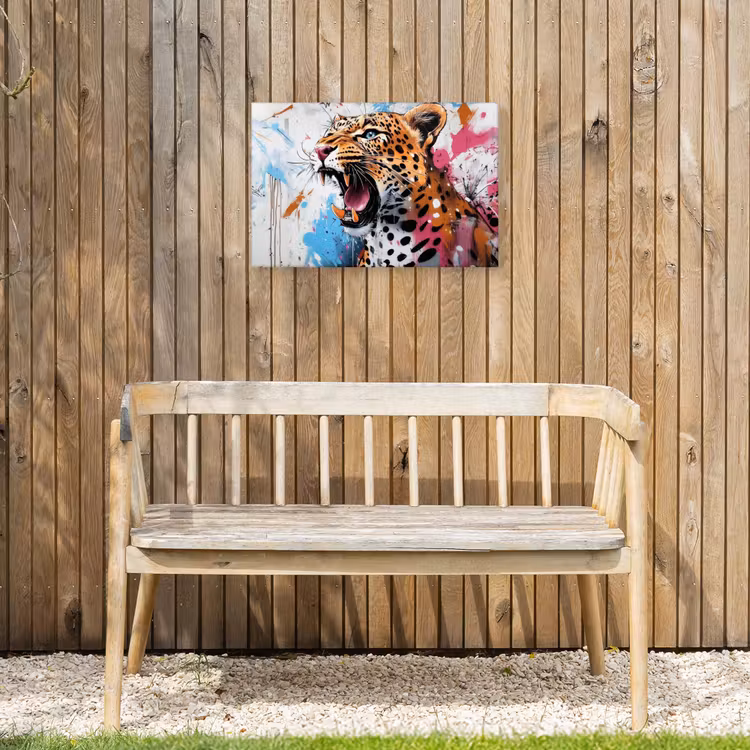 Abstract - Luipaard - Kleurrijk Tuinposter op houten frame 2 cm dik klein -sfeer4