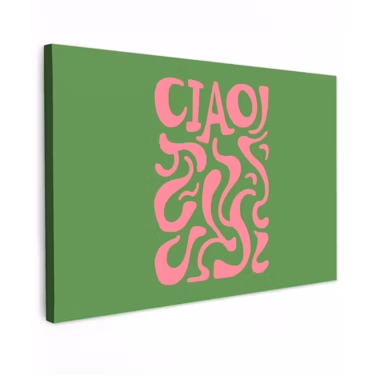 Abstract - Roze - Ciao - Vormen Tuinposter op houten frame 2 cm dik klein -3d