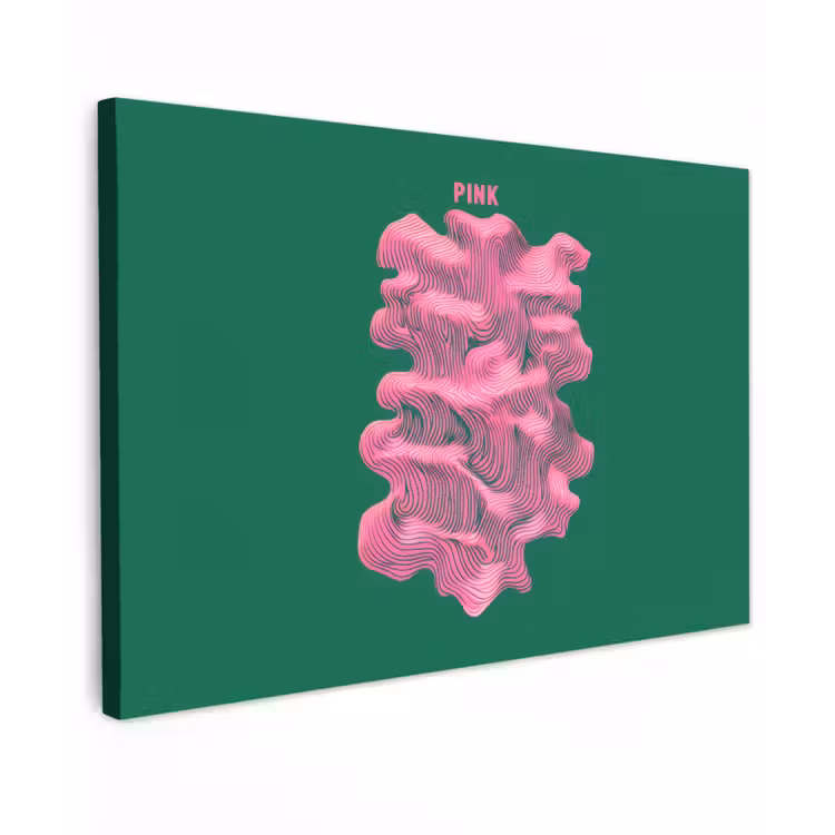 Abstract - Pink - Lijnen - Groen Tuinposter op houten frame 2 cm dik klein -3d